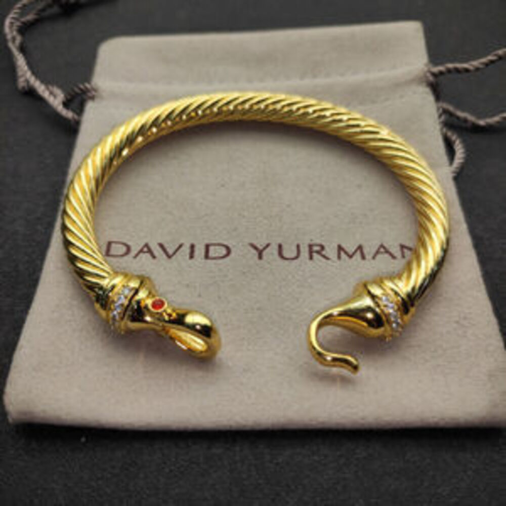 David Yurman 7mm Gold Diamond Hook Bracelet
